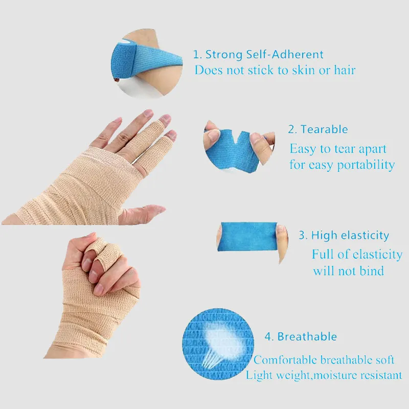 Anwendungen der elastischen selbst klebenden Bandage